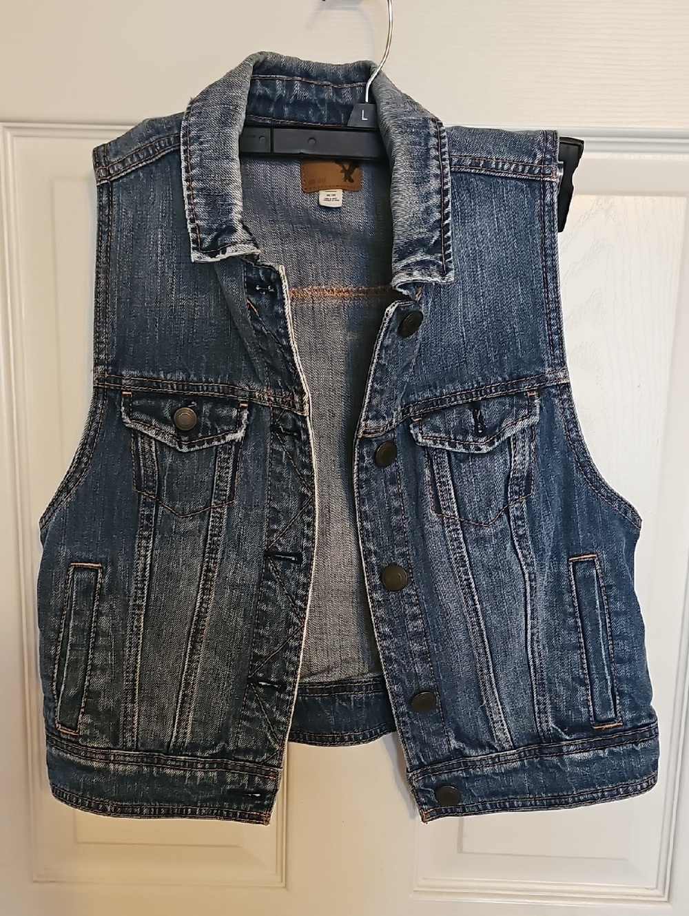 American Eagle Outfitters Light Blue Denim Vest